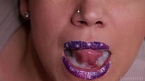 Close up blowjob and mouthful