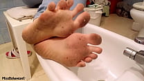 Washing Extremely Dirty Feet Close Up TEASER