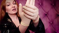 free video latex gloves medical fetish tight nurse gloves black pvc coat Arya Grander