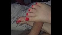 Wife rsquo s sexy footjob red toes uk