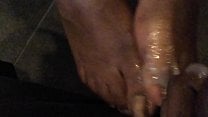 Goddess Alisha first foot job and cum on toes Goddess Alisha first foot job and cum on toes