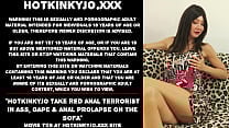 Hotkinkyjo take red anal terrorist in ass gape amp anal prolapse on the sofa