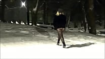 New Year 039 s Eve night walk in nylon tights without a skirt New Year 039 s Eve night walk in nylon tights without a skirt