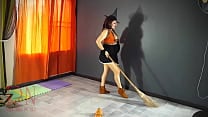 HALLOWEEN 2021 Witch in a sexy red suit Red haired witch with pumpkins and a broom Regina Noir Backstage HALLOWEEN 2021 Witch in a sexy red suit Red haired witch with pumpkins and a broom Regina Noir Backstage