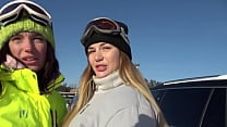 Hubby and wife tempt ski instructor into a dirty threesome Hubby and wife tempt ski instructor into a dirty threesome