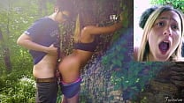 Teen Amateur Outdoor in the Forest Cloted Quickie Standing Fuck