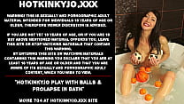 Hotkinkyjo play with balls amp prolapse in bath