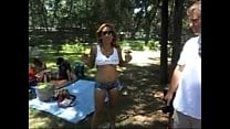 Showing Off Her Tits and Pussy at the Park