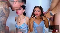 two stepsisters who like to share cocks swap their boyfriends for rough sex