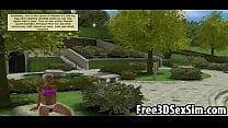 Foxy 3D cartoon ebony babe sucks and fucks in the park