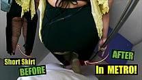 Secret Dick Stuck Under Dress in Subway Unknown Man Petting Arabic Wife and she Liked