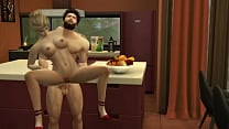 Hunky Sims 4   Horny couple sensual fucks in the kitchen