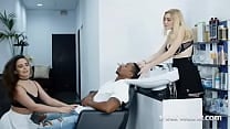 Ariana Van X and Paola Hard Horny Hairdressers Enjoy Interracial Threesome