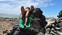 Risky Sex on Public Beach with Perfect Body Teen blond