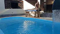 Massage in the pool  The therapist couldn  039 t hold back and made her cum in his mouth 