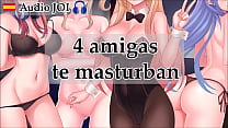 JOI Hentai 4 amigas te masturban en una fiesta