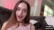HJ loving teen with mediumboobs wanks POV cock n talks nasty