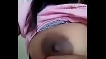 Indian girl showing her boobs with dark juicy areola and nipples