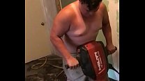 Natural Tits Bouncing While Using JackHammer