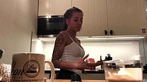 Perfect Pokies on the Kitchen Cam Braless Sylvia and her Amazing Nipples