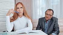 Dumb Russian Redhead Taking Care of Old Teacher 039 s Grades To Pass Exam