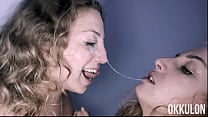 OKKULON Rough Lesbian Spit Kissing Liz Rainbow And Venom Evil