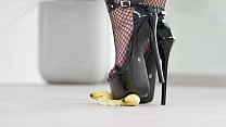Petite girl crushes fruits with high heels Hot footfetish Petite girl crushes fruits with high heels Hot footfetish