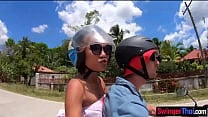 Amateur Thai girlfriend big cock POV blowjob in public at a tourist site