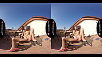 Solo blonde fuck doll  Sarah Kay is masturbating  in VR
