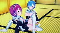 A sexy lesbian encounter between Ram And Rem   Re Zero