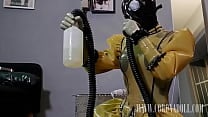 3 Layers Latex 4 Layers Gloves GasMask Self Bondage