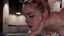 Redhead slave in box tie rough banged