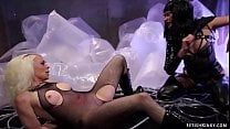 Brunette whip and spank blonde lesbian