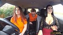 Lucia threesome during her driving test Lucia threesome during her driving test