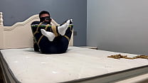 Asian boy in white socks and Ebi position bondage