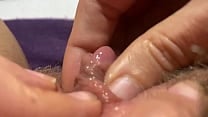 Huge clit orgasm closeup