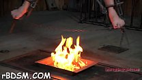 Chick is chained in shackles during hardcore sadomasochism t 