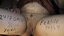 My big boobed girl covered in dirty body writings before fucking   Milky Mari