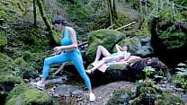 Wild threesome in the forest with a voyeur Vaginal amp Anal