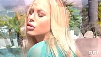 Sunny Sexual Satisfaction  Busty Blonde Masturbates By The Pool
