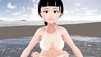 Honda Cocoa Anime girl introduce herself in white bikini 