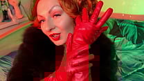 red gloves fetish tease and seduce video   leather and fur ASMR clip with hot sounding