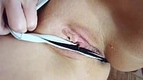 Panties on the side and made myself a wet pussy massage