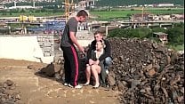 Young blonde little hottie is fucked in public sex construction site threesome Young blonde little hottie is fucked in public sex construction site threesome