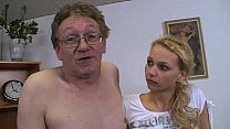 Cute blondie fucked on the office desk by mature man
