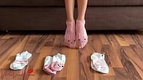 Asian tries on Socks  1  Cute Kawaii