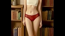 Sexy ladies in their underwear in the library