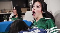 TS 3 Way Barebacking In Quarter Back Jerseys Ariel Demure Lola Morena Avery Lust