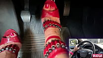 Red High Heels Driving
