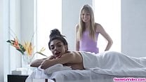 Busty babe licked by lesbian masseuse Busty babe licked by lesbian masseuse